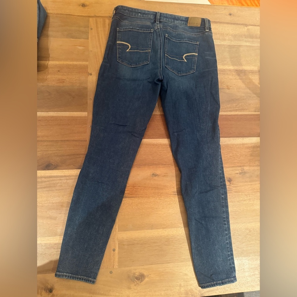 American Eagle Outfitters Dark Blue Super Hi Rise Jeggings - Picture 2 of 5